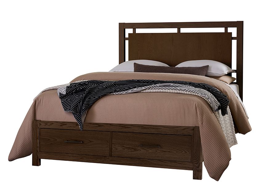 Floating Panel Bed with Footboard Storage 