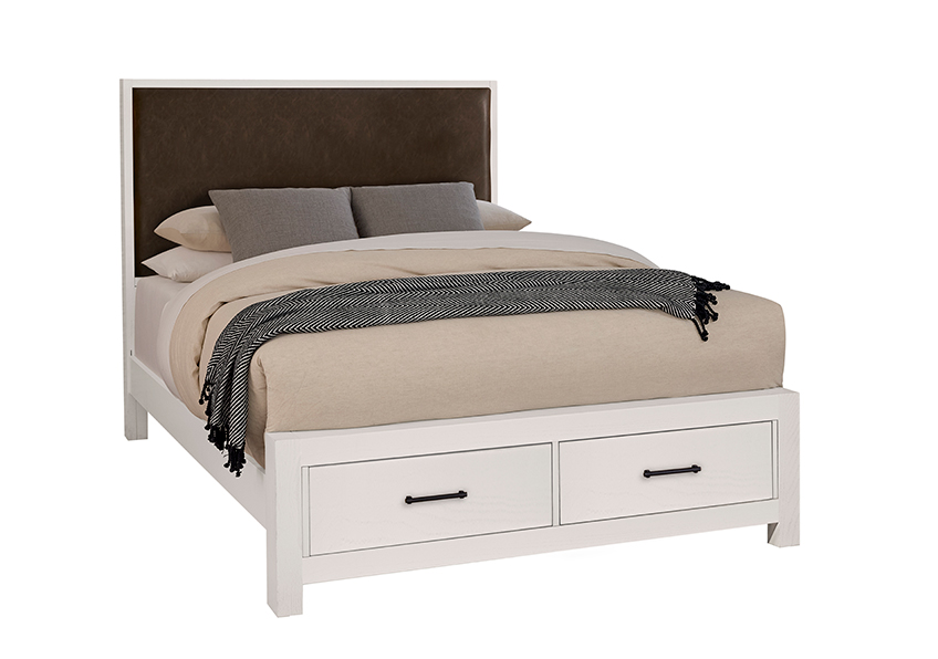 Wood Trim Upholstered Storage Bed - Sedona Brown Fabric