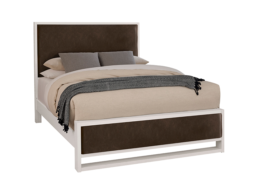 Wood Trim Upholstered Bed - Sedona Brown Fabric