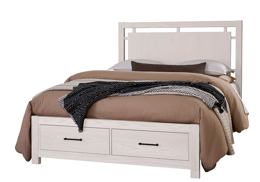 Floating Panel Bed with Footboard Storage 